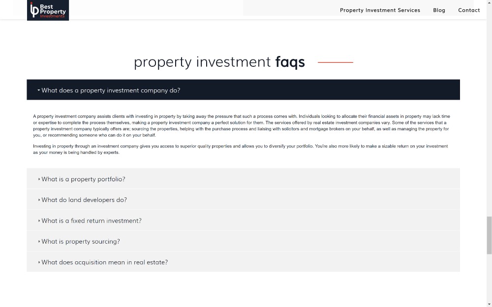 Digital Marketing Best Yield Property Investments Web Design Project FAQs