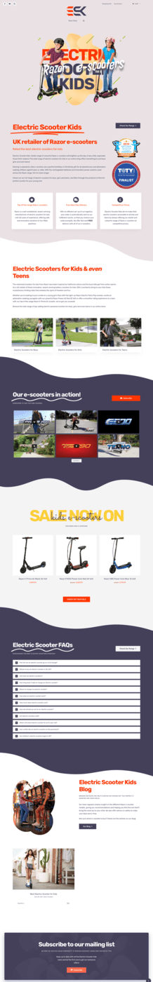 Electric Scooter Kids SEO Website Design