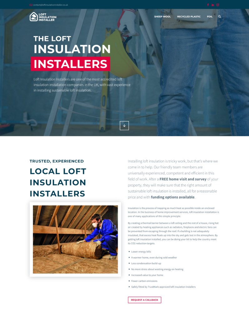 Lead Generation Loft Insulation Installer Website Preview